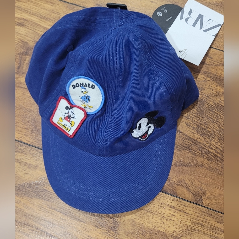 Zara Kids Blue Hat with Cartoon Patches